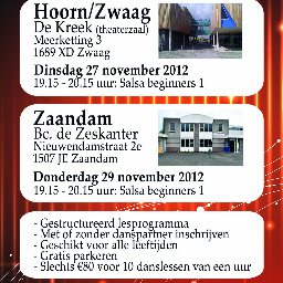 Dansschool SalsiMar verzorgt salsa danslessen in Hoorn, Zwaag en Zaandam. Bij deze dansschool kunt u dus heerlijk leren salsa dansen. Info: www.salsimar.nl