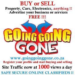 GoingGoingGone6's profile picture. Going Going Gone has arrived in South Africa !!!
This international phenomenon has been seen as the pioneer of SECURE online classifieds.