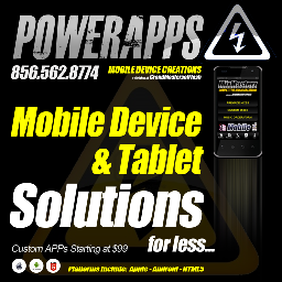 PWRAPPS's profile picture. POWERAPPS is now building Low-Cost Custom built Mobile Device apps. Please call us for more information on all our low-cost our available plans @  856.562.8774