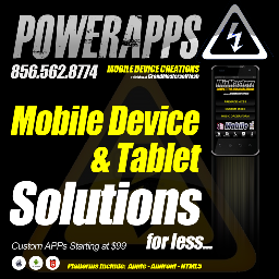 POWERAPPS is now building Low-Cost Custom built Mobile Device apps. Please call us for more information on all our low-cost our available plans @  856.562.8774