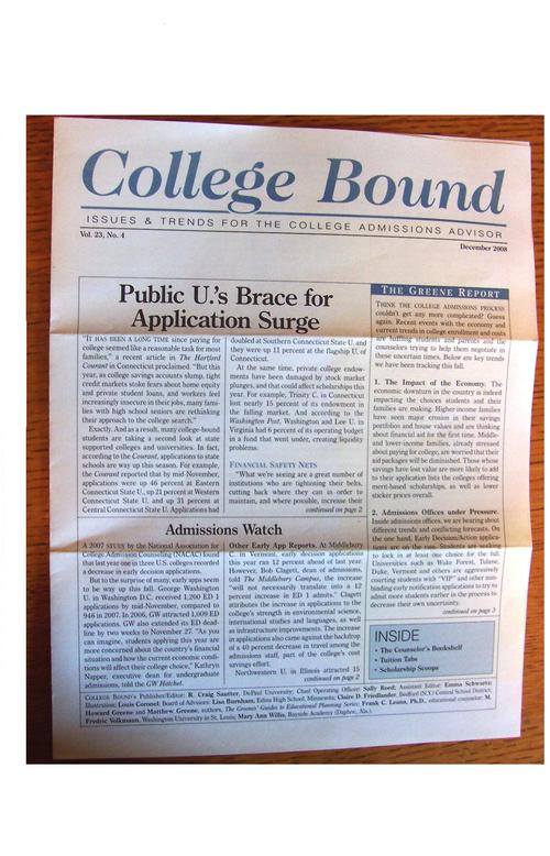 Issues and trends on college admissions and financial aid.