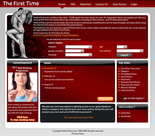 thefirsttime's profile picture. Erotic Story Community with stories of first time experiences. more than 40 categories. 15.000 stories!