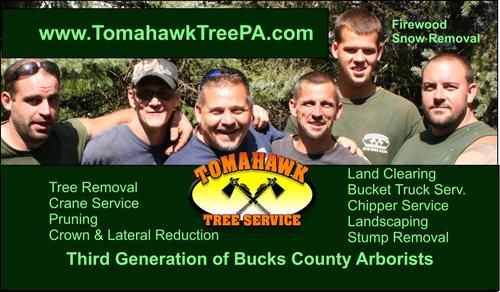 TomahawkTreePA's profile picture. Tomahawk Tree Service is family owned, we employ professional, courteous, and knowledgeable staff members. Third generation of Bucks County Arborists.
