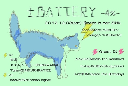 battery_of's profile picture. 神戸を拠点に活動しているROCKを主体としたPARTY、±BATTERYです！ DJ:樹里/Tane-KEN/カナレンジャー チケット予約は battery_ticket@yahoo.co.jp