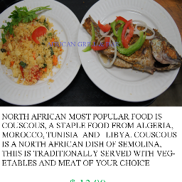 African Grill cuisine is made with fresh, finest and all natural African ingredient so that you can fell and experience our dishes.