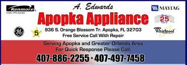 Repair major household appliances including washers, dryers, refrigerators, stoves. Serve Orange, Lake & Seminole County FL Call for a repair! 407-886-2255