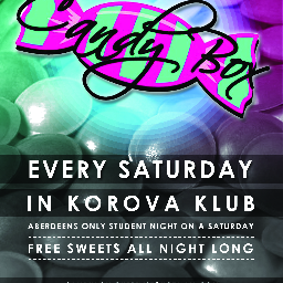 Aberdeen's ONLY student night!
Every Saturday, satisfy your sweet tooth with Candybox @ Korova Klub, with DJ James Campbell on the decks!