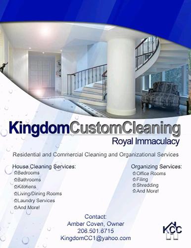 Kingdom Business here to leave the customer with a refreshed atmosphere they can enjoy and operate in! I specialize in cleaning and customizing to fit the need