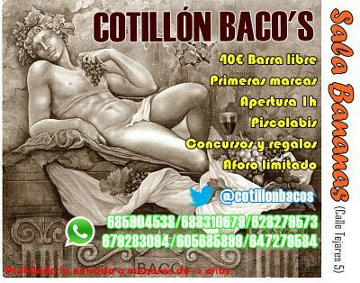 TWITER OFICIAL! LA MEJOR NOCHEVIEJA QUE VAS A PASAR COTILLON BACO'S !LA MEJOR ORGANIZACION LAS MEJORES MARCAS LA MEJOR MUSICA DEL MOMENTO CON DAVID ROJAS DJ'!!