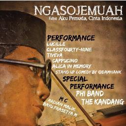NgasoJemuah - Kegiatan dari Divisi Seni Budaya BEM MMTC | Utk apresiasi Mahasiswa MMTC | Setiap Bulan Minggu ke 2 di Halaman Depan MMTC | Jln.Magelang km 6 |