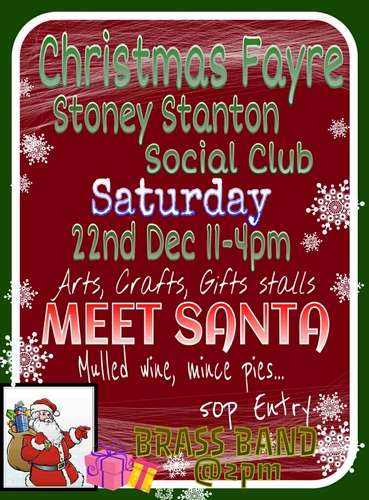this is for the Christmas fair on the 22nd december, Santa, stalls, mulled wine and mince pies 11-4pm come along for a fun filled day