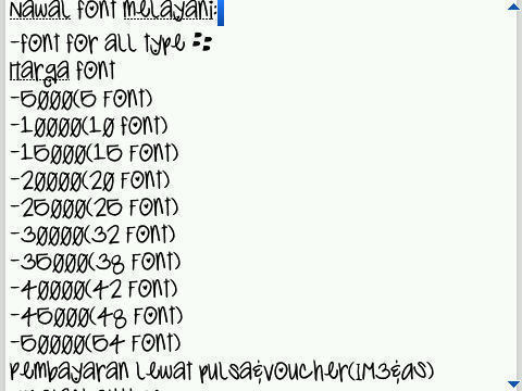 Jual font for all type  harga murmer sekalee 1 Font 1000♥minat?Add pin:233A42F7 thanks