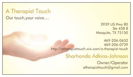 A Therapist Touch, new company bringing a new touch to speech therapy... Our Touch, your voice....