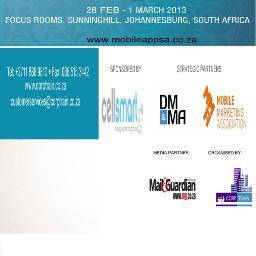 Digital & Mobile Apps Marketing Conference, 17 - 19 April 2013, Apartheid Museum, Ormonde, JHB
http://t.co/r2lurW6cz8
+27 11 888 9810