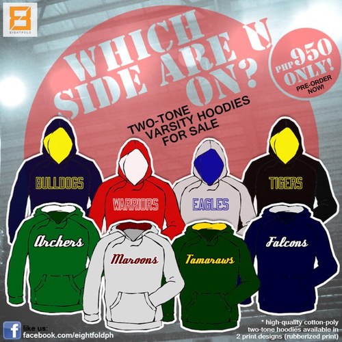Panregalo ba kamo? Eightfold brings you the Which Side Are U On Varsity Hoodies! Visit our FB page: http://t.co/1V8faGqP and pre-order now!