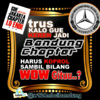 Mercedes Benz Boxer Club Indonesia - Bandung Chapter
 official twitter account
 ,more info email : w124mbcibandung@yahoo.com
 -       sms centre : 0818641117