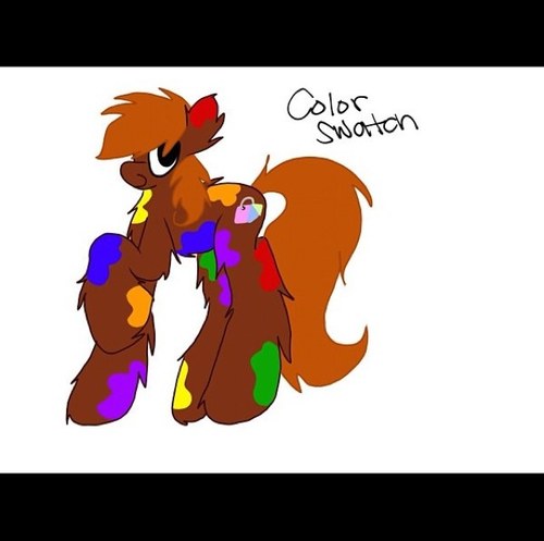 Hi, I'm Color Swatch! I'm kind of a jumpy pony... But I'm nice! T-Talk to me, if you'd like!