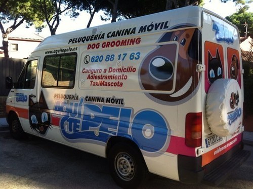 Primera peluquería canina móvil en la provincia de Cádiz. Todo lo que su mascota necesita sin moverse de casa.