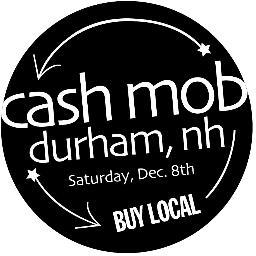 Downtown-wide Cash Mob in #DurhamNH on 12/8/12 9am - 1pm. Community organized w/ #UNH NetImpact, sponsored by Idea Greenhouse & Main St Mailing. #FelizNaviMOB