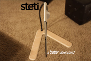 A better iPad Stand from the tech startup SpringBoard Idea Co. Available on Kickstarter this week.