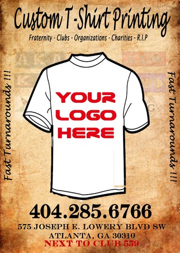 ShirtsAtl's profile picture. The New Spot to get all your shirts custom printed in Atl. Vinyl and Screen Printed. We have a variety of colors and no long lines. Best Prices Guaranteed!!!