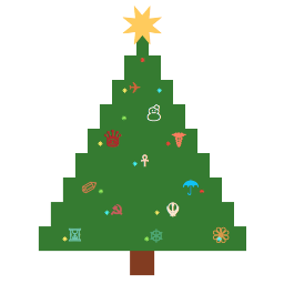 Decorate, save, and send your own non-denominational holiday tree greeting with Unicode ornaments. Each tree is made of valid, semantic, and imageless HTML+CSS.