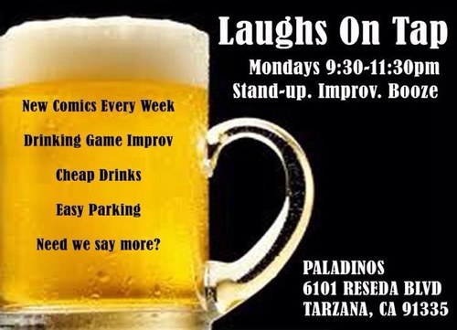 Laughs On Tap is an interactive Comedy show that mashes up Improv and Stand Up Comedy with a fun bar flair featuring the original Drinking Game Improv.