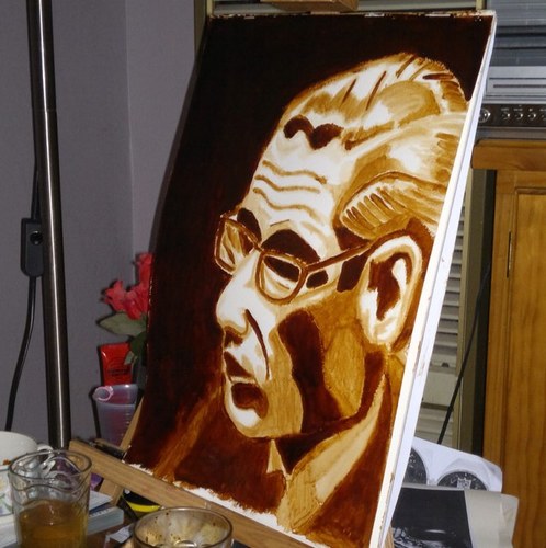 CoffeeArtAus's profile picture. Melbourne based artist and Jazz musician. Painting original artworks in Instant Coffee and Espresso and playing Trumpet, Bass Clarinet and others around town.