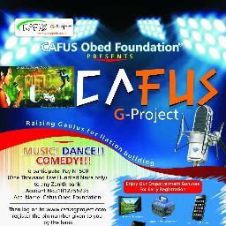 The CAFUS G-PROJECT REALITY SHOW  auditions 4rm Apr 1st-5th at 118 joel ogunnaike GRA ikeja. Music, Dance and comedy converge!