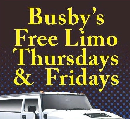 Thursday & Friday FREE round trip rides from Westwood/UCLA,
Fraternity and Sorority rows, Graduate Student Housing and 3rd Street, WLA to Busby's West, 9pm-2am.