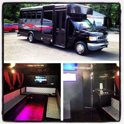 Atlantas number one source for Mobile Entertainment.  Our luxury party bus has 2 LED Tvs, strobe lighting, stripper pole and bar w/ lowest rates in the industry