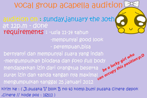 Official twitter of (2012)Vocal Singer Indonesia // CP : 087885365790