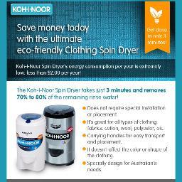 Koh-i-noor Clothing spin Dryer now available in Australia, Environmentally Sound & very Economical
Save Energy, Money & Time.