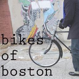 a collection of bicycles and riders in boston.