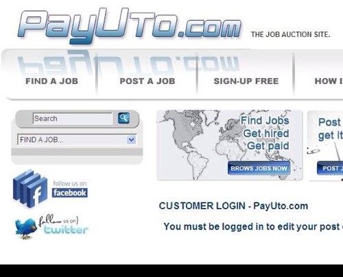 The Ebay of Employment. The Job Auction Site http://t.co/os0XW5zQ5U
Helping people, pay people, to do things.