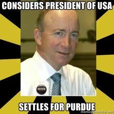Former governor of Indiana and now head honcho at Purdue. Of course, it's a parody account. And don't forget to BTFU!