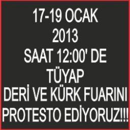 17-19 Ocak 2013 tarihli TÜYAP Deri ve Kürk Fuarı protestosu #kurkderıgıymeelınıkanabulama