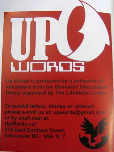 UpwordsMagazine's profile picture. Up Words is produced by volunteers of the Stimulant Discussion group organized by LifeSkills Centre. Tweets by @AprilFilms - Group Facilitator