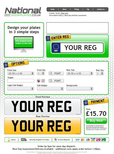 National Show Plates are the UK's largest supplier of show plates and road legal plates fro any vehicle.