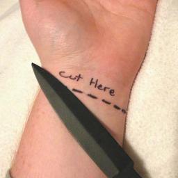 I have no reason. I don't know why I'm depressed. I don't want to die yet but I'm sick of life. I cut myself to see the blood. It's beautiful. It's art.