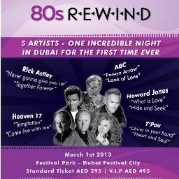 Get ready Dubai, the best of the eighties is coming back in 2013 for a night you won't forget! Follow us for news, updates and competitions!