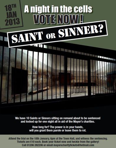 Well known faces of Colchester are taking part in the Mayor's charity event, a Night in the Cells! YOU will decide their fate! Freedom or a night in the Cell!