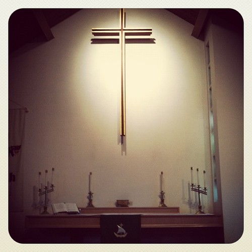 We gather around God's Word and Sacrament and strive to faithfully proclaim the truth of Christ and show his love.