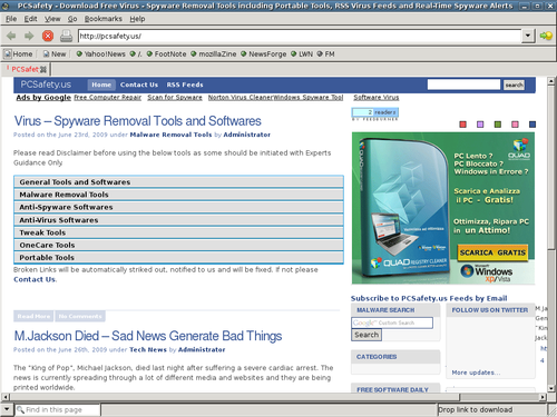 We provide free virus and spyware removal tools and softwares including real time virus alerts, RSS feeds and news.