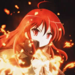 I am the Fiery Flame Haze, Shana. The Crimson Lord, Alastair, watches over me as I destroy Crimson Denizens and Rinni that spew out of the Crimson Realm.