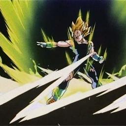 I am @iMajinVegeta 's finisher move, he extends his arm, opening his arm, he then fires a long yellow ki beam to his foes.