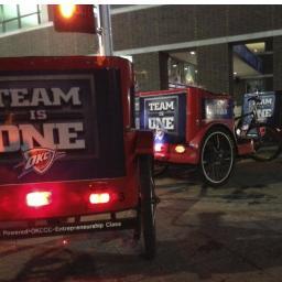 Bricktown Bike Cabs is Oklahoma City's largest bike taxi service. We provide  fun and eco-friendly transportation all around downtown. Flag us down for a ride!