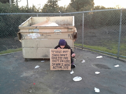 Switch209's profile picture. Turns out Swag wont ever pay for shit in life, so now I need actual money (that's what the sign says).
Always have fun, and remember it's ok to laugh.