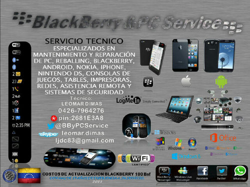 BByPCService's profile picture. Servicio Tecnico especializado en ordenadores consolas impresoras redes y telefonos blackberry en Puerto ordaz con mas de 13 años de experiencia.