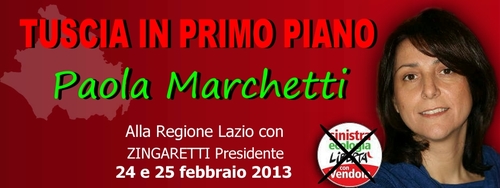 TusciaIn's profile picture. PAOLA MARCHETTI 
CANDIDATA SEL ALLA REGIONE LAZIO
CON ZINGARETTI PRESIDENTE
24-25 FEBBRAIO 2013